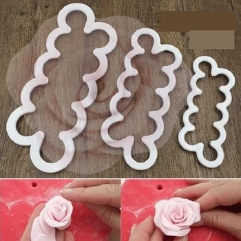 

Cake Mould 3D Rose Petal Flower Shape Cutter Maker Desert Decorating Mould Kichen Baking Tool 3pcs