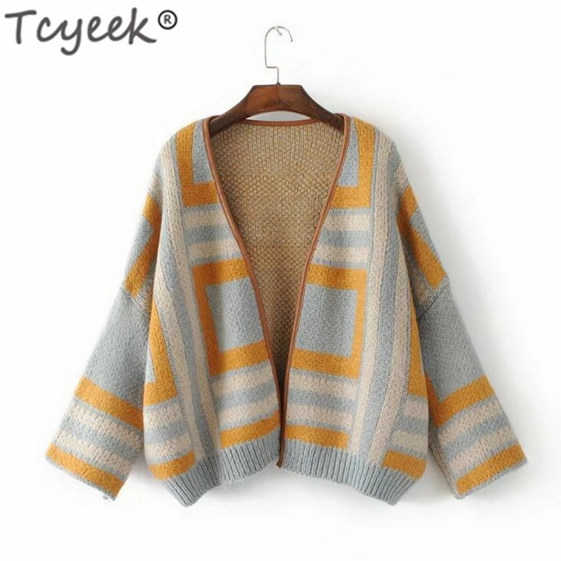Tcyeek кардиган Pull Femme осенний вязаный свитер женская одежда корейский элегантный длинный рукав женские топы облегающая верхняя одежда 681