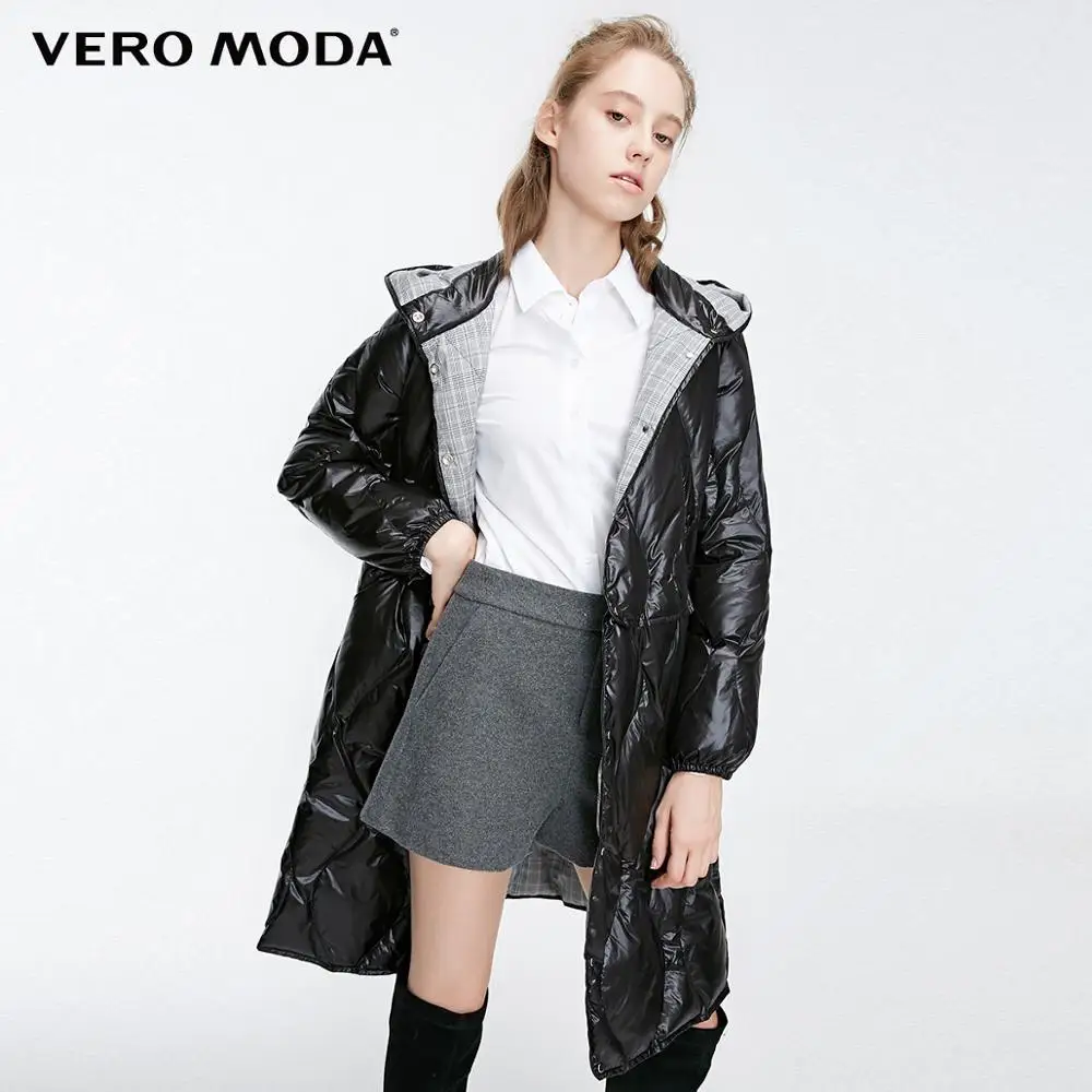 Vero Moda женская новая куртка с капюшоном на молнии с пуговицами украшенная верхняя одежда стеганая куртка парка пальто | 318422503 - Цвет: Black