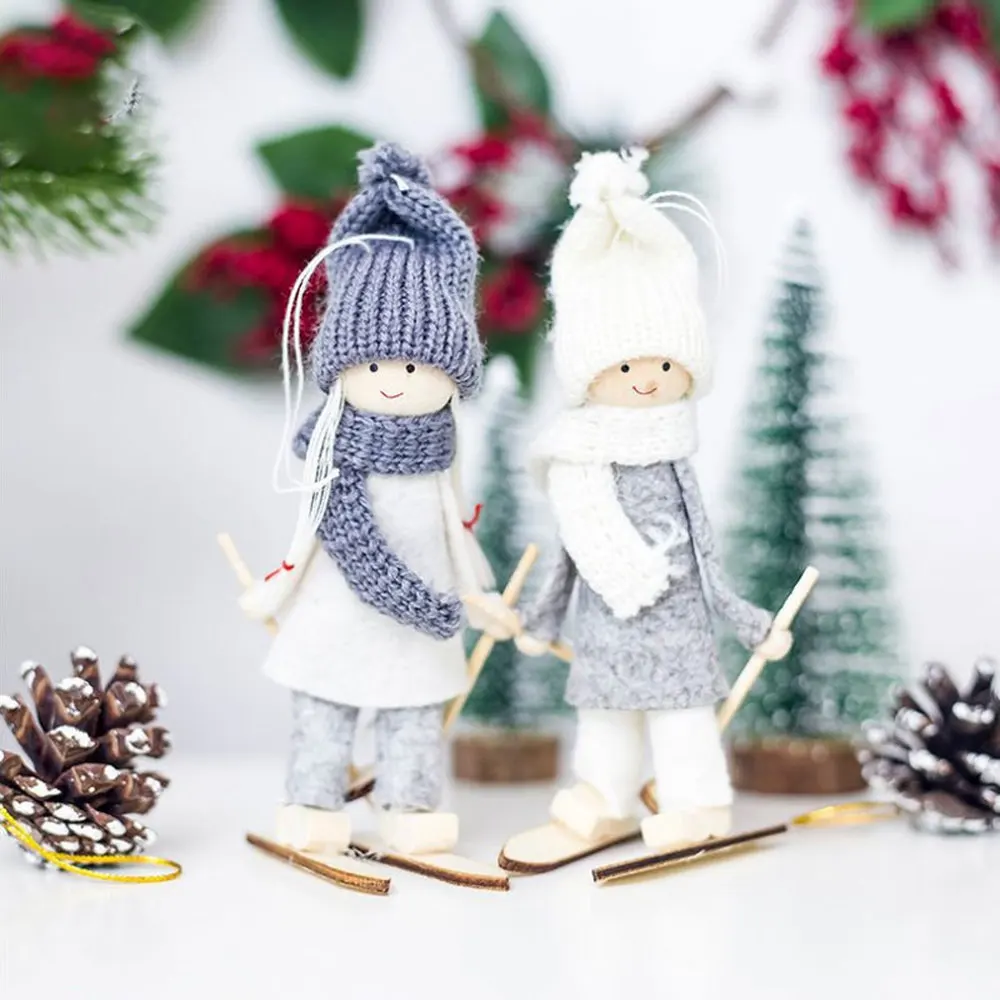 

Christmas Tree Decorations Cute Angel Doll Girl Ski Pendant Wooden Navidad New Year Christmas Tree Ornaments Xmas Gift for Kids
