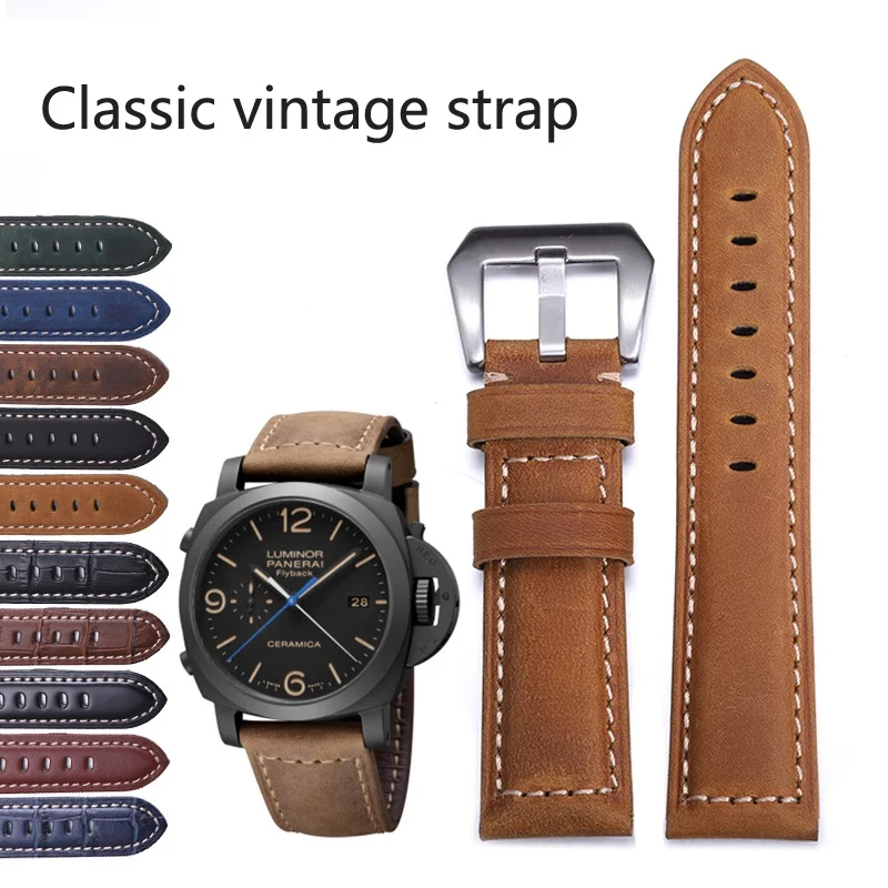 

For Huawei Watch GT/GT2/ GT2E 46mm 42mm Band 22mm Strap Handmade Retro Watchband Genuine Leather