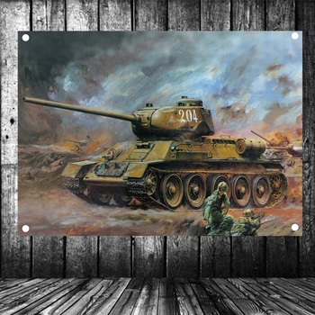 

WW2 Russian Soviet T34 Tank Posters Senior Art Wall Art Home Decoration Flags & Banners Canvas Painting Wall Stickers