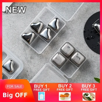 

Creativity Cooler Natural Whisky Stones Sets Reusable Stainless Steel Ice Cubes Ice Tongs Chilling Rocks Wine Gifts Tool