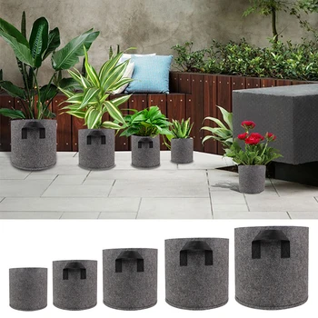 

1/3/5/7/10 Gallon Garden Grow Bag with Handle Felt Grey Fabric Plant Planting Growing Box Vegetable Potato Round Pot Container