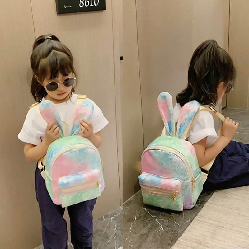 

NEW Toddler Kids Children Girls Lovely Rabbit Ear Pattern Backpack Sequin Bag