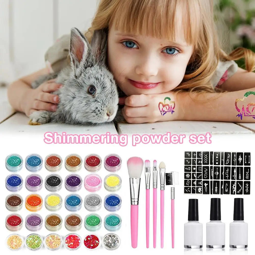 Diamond Glitter Tattoo Set Semi-permanent Simple Tattoo Template Send 60 Template Set Body Painting Art For Kids Teenagers