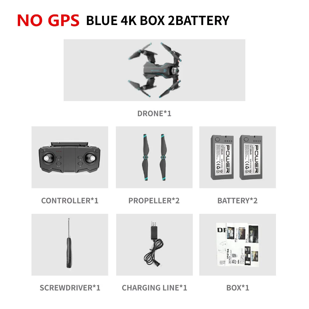 Blue 4K Box 2B Радиоуправляемый квадрокоптер S20 Дрон gps 4K HD Двойная камера 5G wifi FPV складной селфи Дрон профессиональный оптический поток 500 м дальние расстояния - Цвет: Blue 4K Box 2B