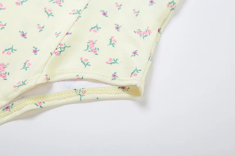 Yissang Print Floral Lace Up Bow Summer Bodysuit Women Backless Straps Corp Top Short Jumpsuit Sexy Playsuit Beach Wear Mujer