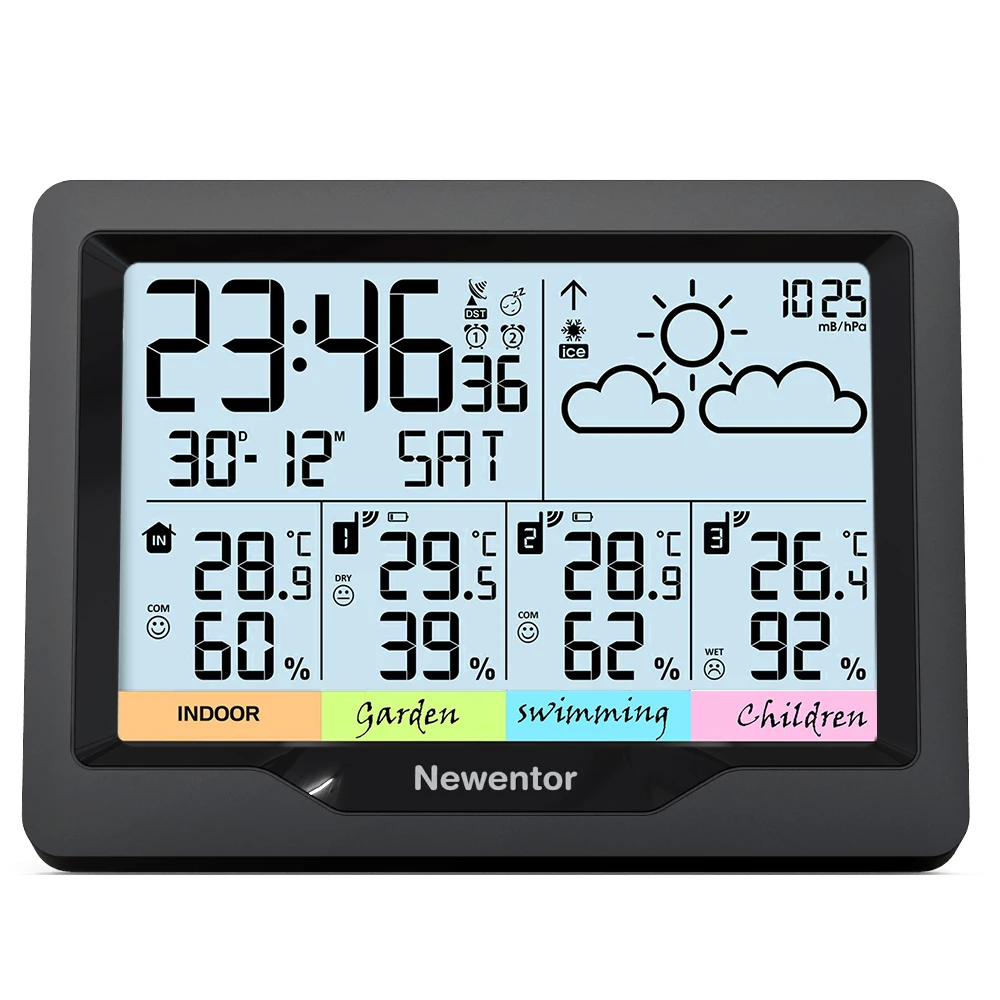 Newentor Q5 Weather Station With Free 3 Sensors Outdoor Digital Weather