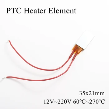 

35x21mm 12V 24V 36V 48V 110V 220V PTC Heater Element Constant Thermostat Thermistor Air Heating Sensor Aluminum Shell 35*21mm