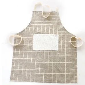 Плакированный фартук без рукавов карман на талии хлопок водонепроницаемый маслостойкий решетчатый фартук кухня 61,5x67 см - Цвет: Gray