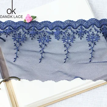 

1 yard 15.5 cm cute lace embroidery dark blue water soluble lace DIY garment accessories