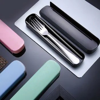 

Stainless Steel Dinnerware Set Travel Camping Cutlery Set Reusable Silverware With Spoon Fork Chopsticks Straw And Portable Case