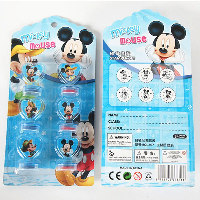 Party Toys 12pc Disney Princess Rings Acrylic Crystal Minnie Mouse Frozen Kids Finger Rings Seal Stamper DIY Gifts