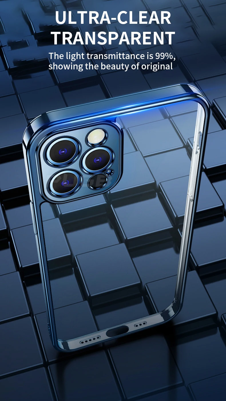 Luxury Transparent Square Frame Plating Case for iPhone 13 12 11 Pro Max Mini iPhone X Xs Xr 7 8 Plus SE 2020 Soft Clear Cover Luxury Transparent Square Frame Plating Case for iPhone 13 12 11 Pro Max Mini iPhone X Xs Xr 7 8 Plus SE 2020 Soft Clear Cover