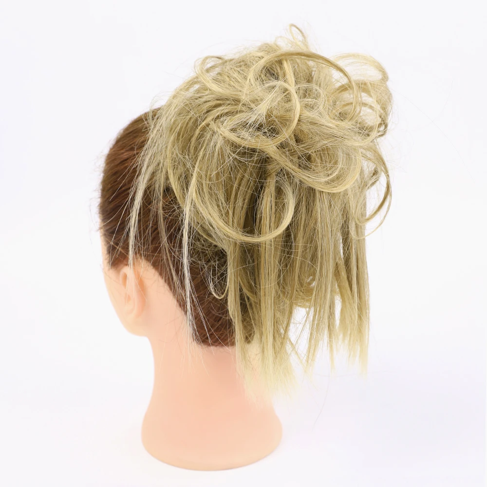 Грязные волосы пучок резинки для женщин шиньон для наращивания синтетический парик кольцо обертывание шиньон черный коричневый высокая температура волокно - Color: 86-10