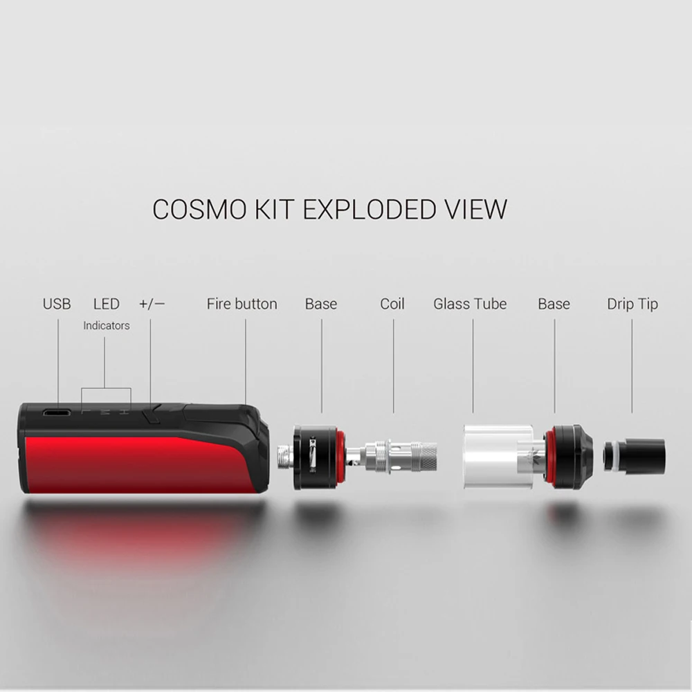  1Vaptio COSMO Electronic Cigarettes Best Kit with1500mAh Battery&2ml Atomizer Hookah Vaporizer 30W 