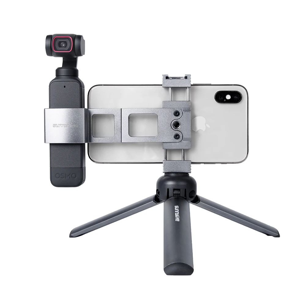 Foldable Metal Smartphone Clamp for DJI Pocket 2/Osmo Standard 1/4in Screw Tripod Bracket Cold Shoe Microphone | Электроника