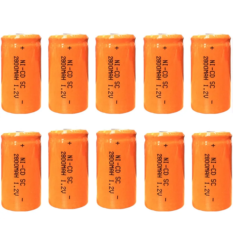 

OOLAPR 10PCS High quality battery rechargeable battery SC battery SC battery replacement 1.2 v with tab 2800 mah
