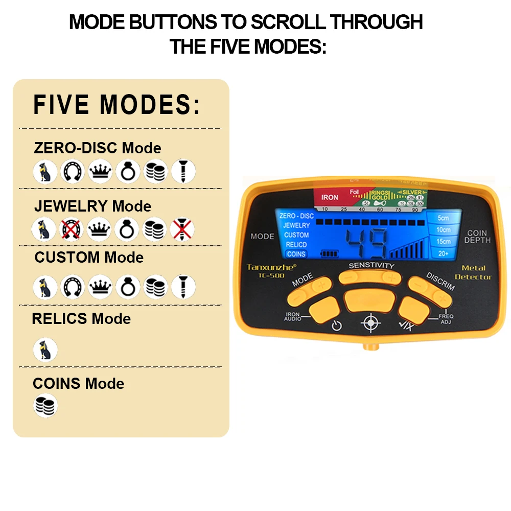 TC500 With pointer and digital display Metal Detector 100CM Depth