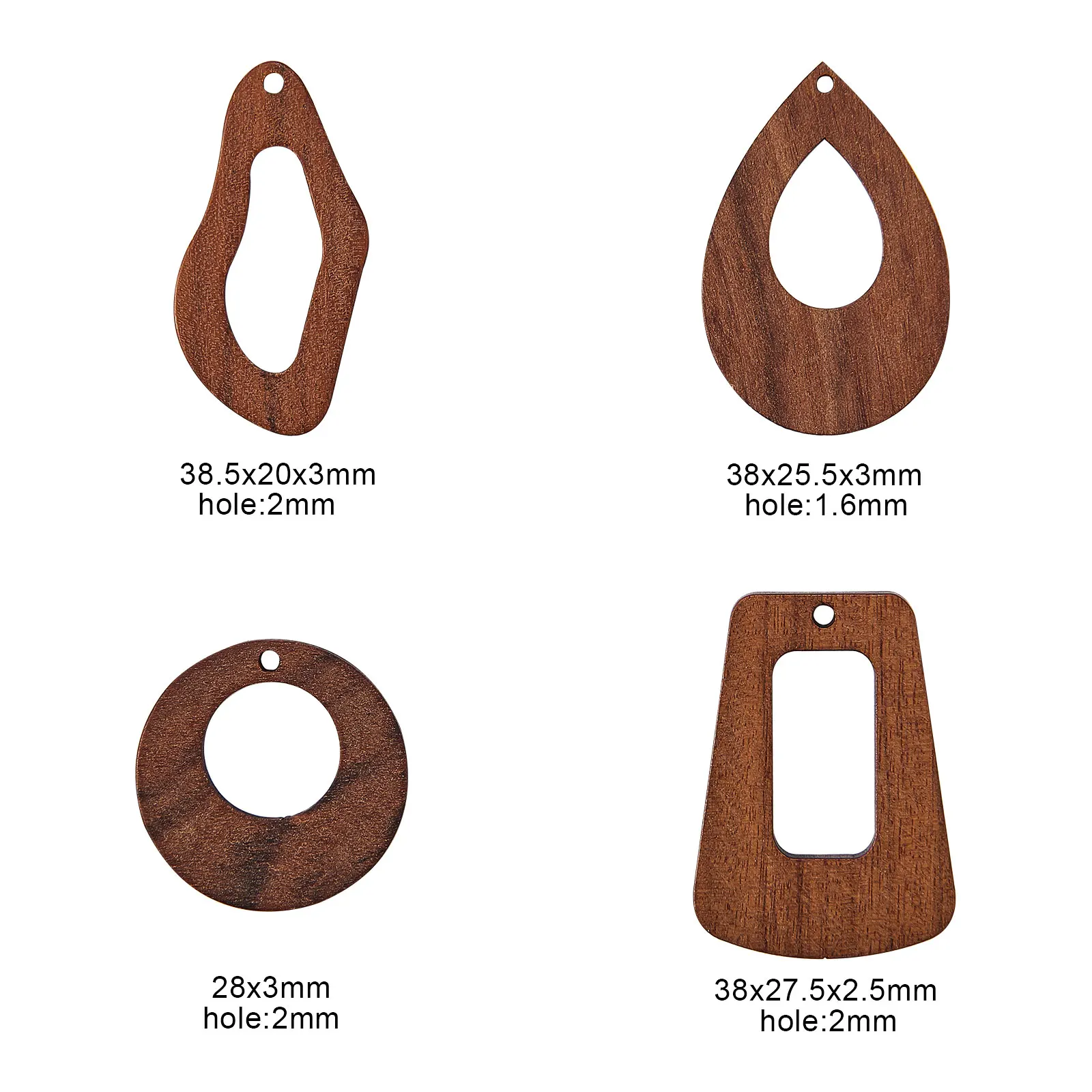 24Pcs Wood Pendants Mixed Shape Coconut Brown Earring Charms for Women Jewelry Making DIY Bracelet Necklace Accessories Supplies
