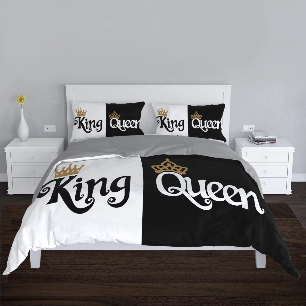 

Couple Luxury Bedding Set 2 People Adult Single Double Queen King Size Duvet Cover White Black Comforter Bed Cover