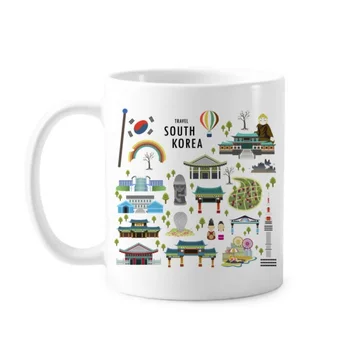 

Travelling in South Korea Classic Mug White Pottery Ceramic Cup Gift With Handles 350 ml