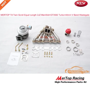 

MERTOP Full SS304 Equle Length 3mm T4 Divide Supra 93-98 2JZGTE 2JZ Manifold +GT3582 Turbo+44mm V band Wastegate