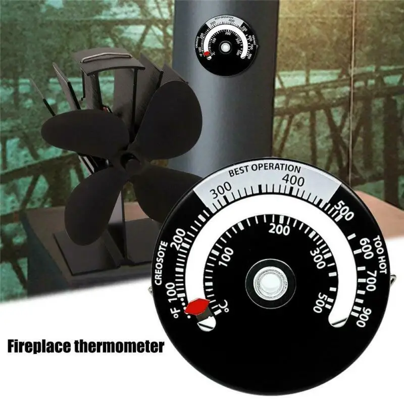 2Pcs Magnetic Thermometer Fireplace Oven Temperature Meter Kitchen Temp Gauge