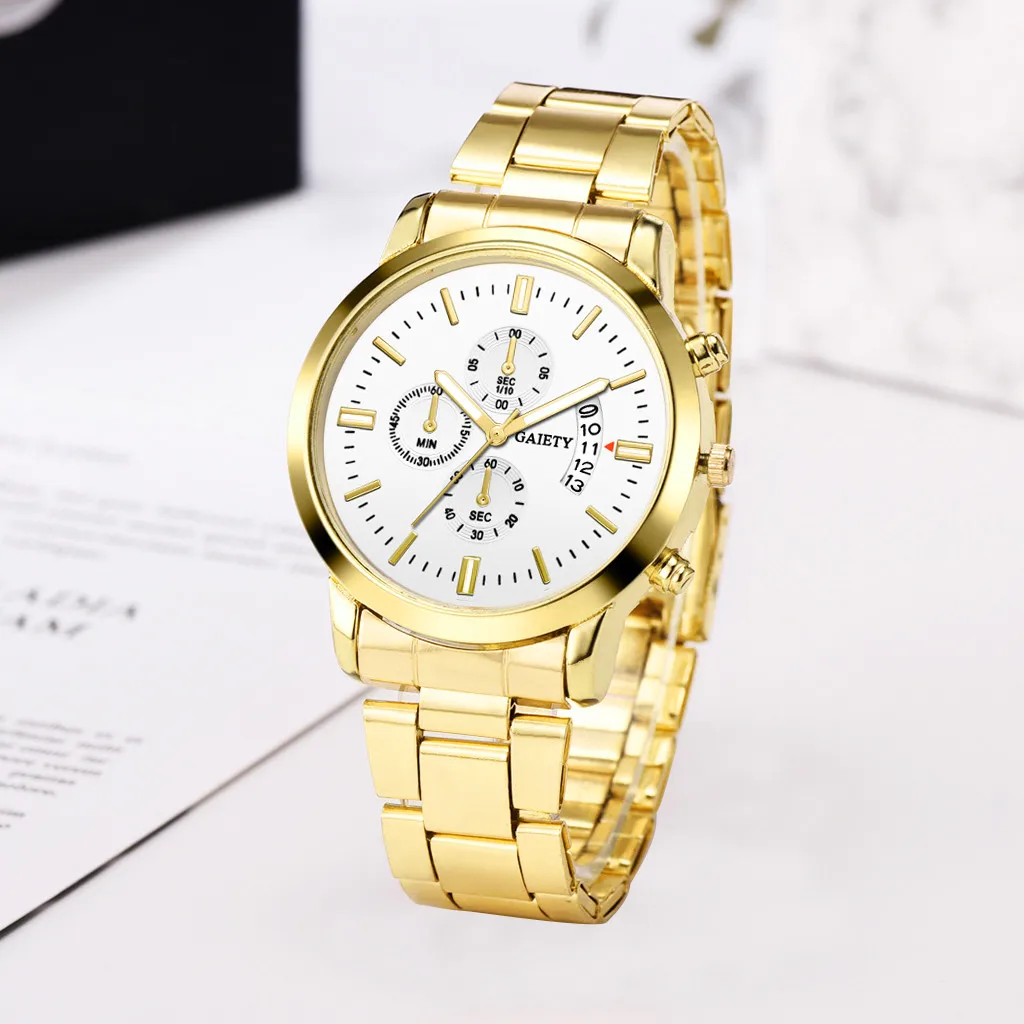 Relogio Masculino новые роскошные мужские модные кварцевые часы с календарем из нержавеющей стали Erkek kol Saati