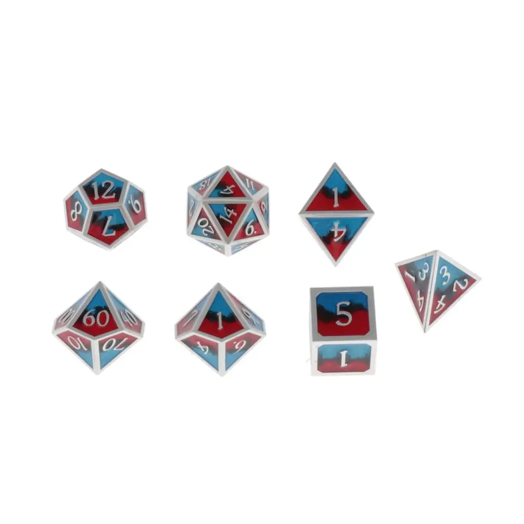 red black blue 7 упаковок красочные многогранные кости набор металлические кости D12 для Дракона весы D& D Pathfinder RPG кубики DND кубики кости в кости - Цвет: red black blue