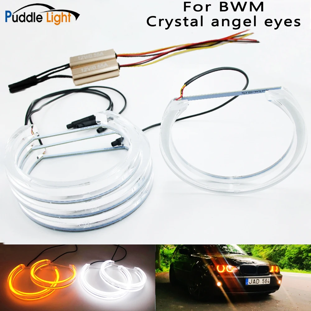 

For BWM E46 E90 E91 E36 E38 E39 DTM Crystal Angel Eyes car accessories lamp Tuning Turn Signal haloRings YellowWhite Car styling