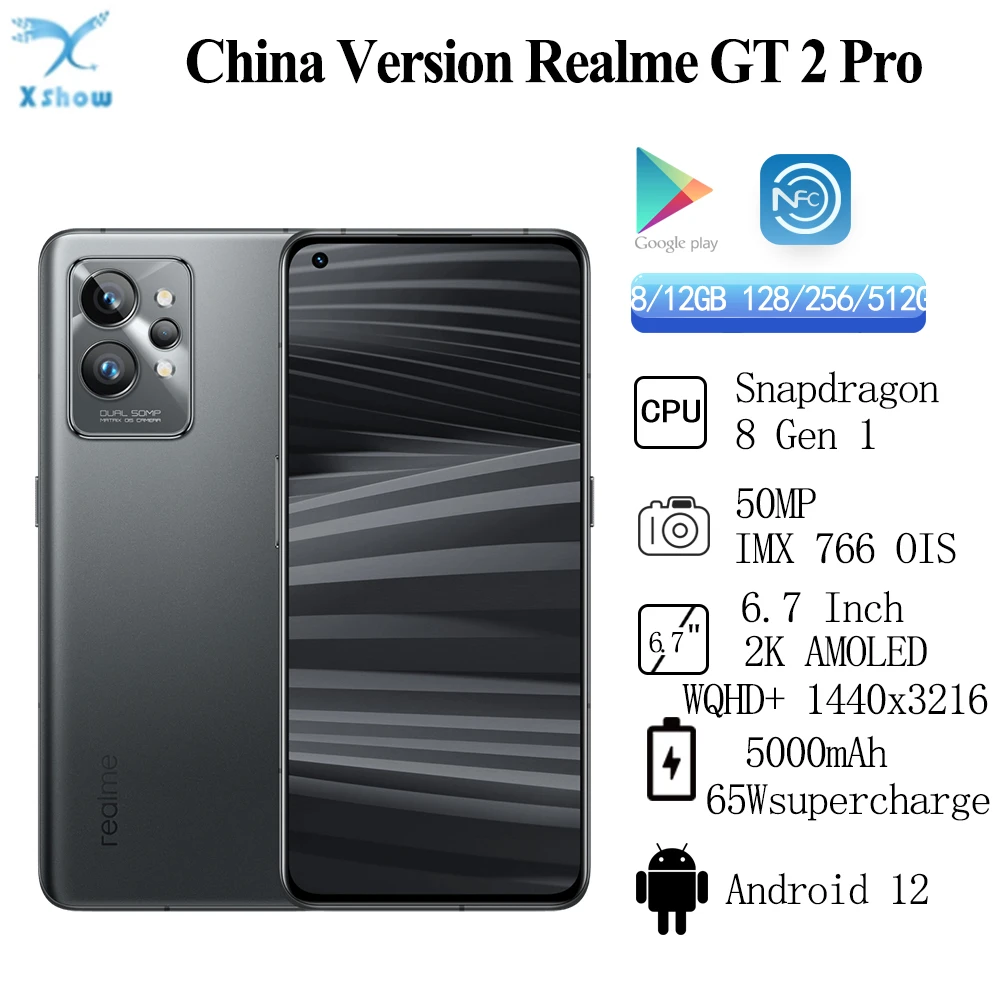 kingston 8gb ram Realme GT 2 Pro 5G Smart Phone Snapdragon 8 Gen 1 6.7'' 2K AMOLED 120Hz 5000mAh Battery 65W Super Charge 50MP IMX766 OIS NFC OTA laptop 8gb ram