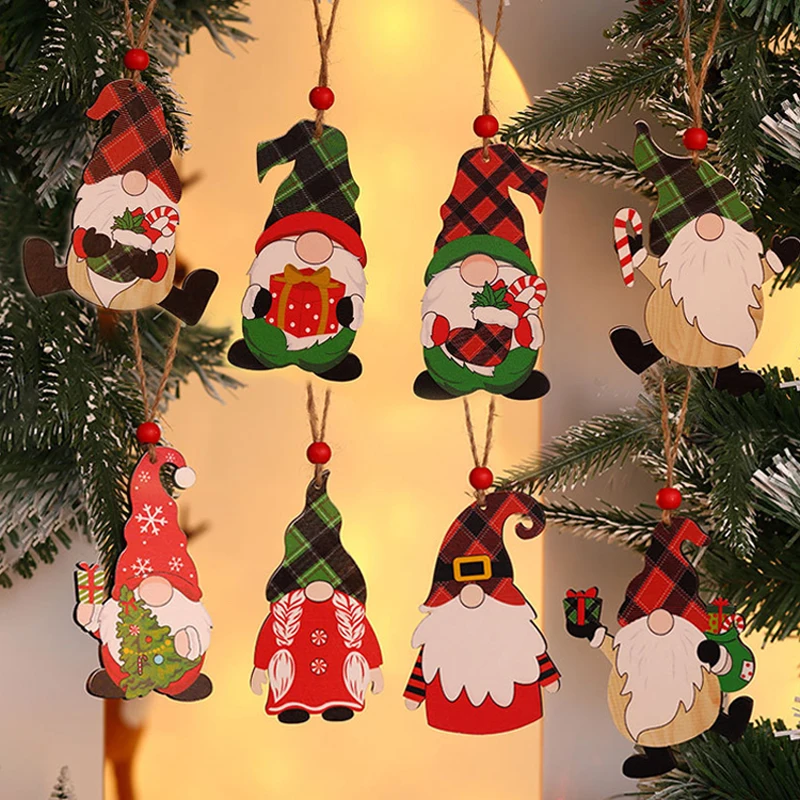Details about   50pcs Wooden Hanging Christmas Pendant Drop Ornaments Tree Xmas Navidad Decors 