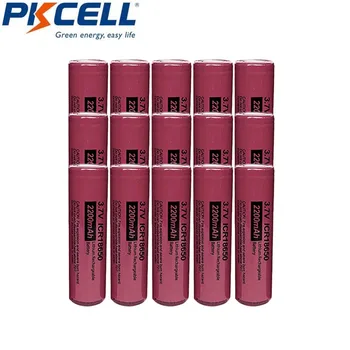 

15PC PKCELL 18650 Battery 2200mAh 3.7V Li-ion Rechargeable Battery Flat Top No PCB Protection For Flashlight