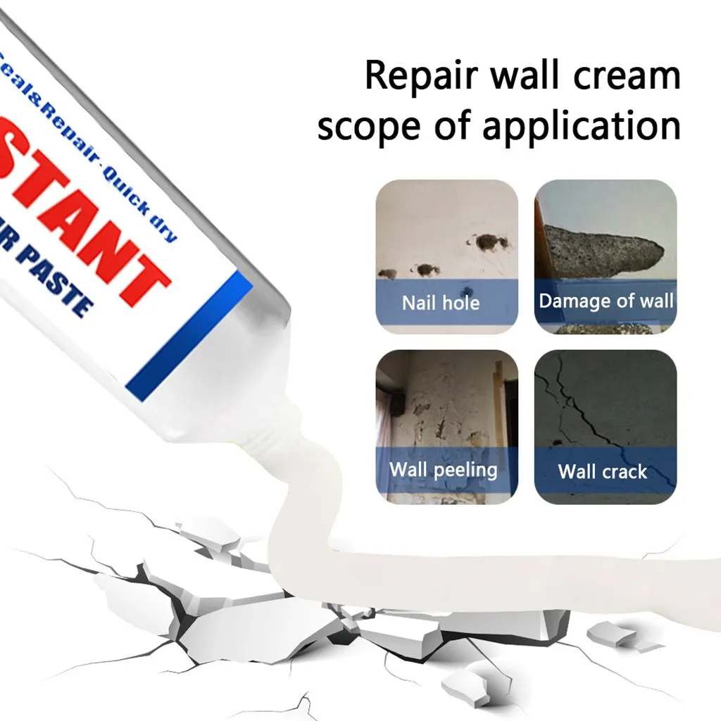 

Nail Wall Mending Agent Wall Repair Cream Wall Crack Repair Valid Mould Proof Quick-drying Patch Restore Nov 6th
