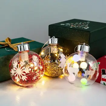

2021 Christmas Balls with Lights Christmas Tree Transparent Decoration Pendant #WO