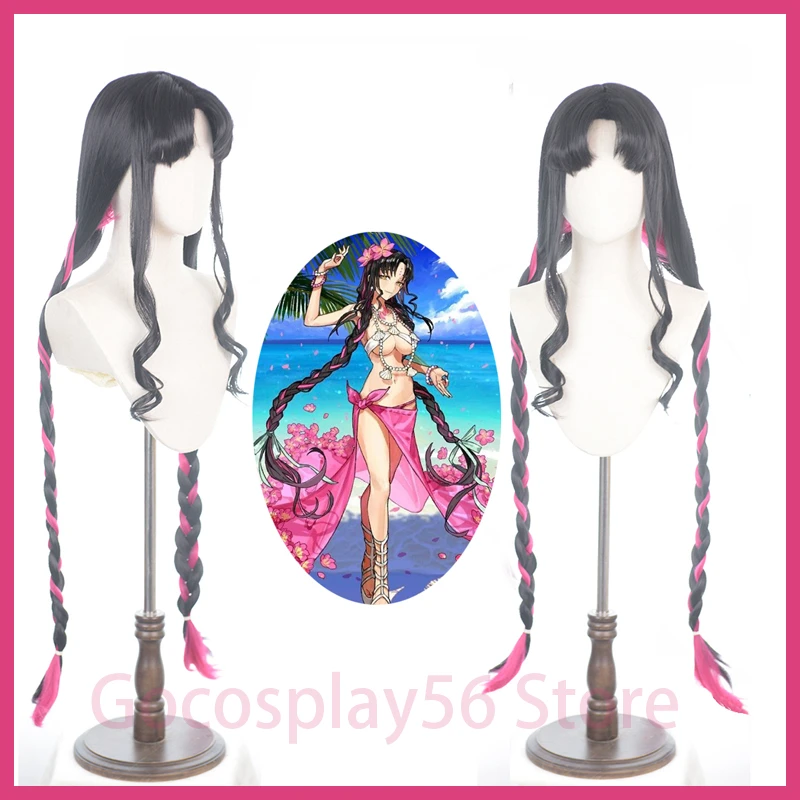 Fgo Sesshouin Kiara Wig Braided Version Fate Extra Ccc Cosplay Mixed Black Pink Synthetic Hair 1cm Long Braids Fgo Cosplay Costume Accessories Aliexpress