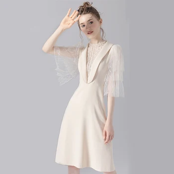 

Evening Dress 2020 New The Robe De Soiree Fashion Tulle High Neck Party Prom Short Dress Noble Half Sleeve Evening Gown