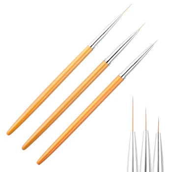 

3Pcs/Set Gold Metal Handle Nail Art Brush For Drawing Lines 3D Painting Pen UV Gel Salon DIY Design Nail Tips Decorations Tools