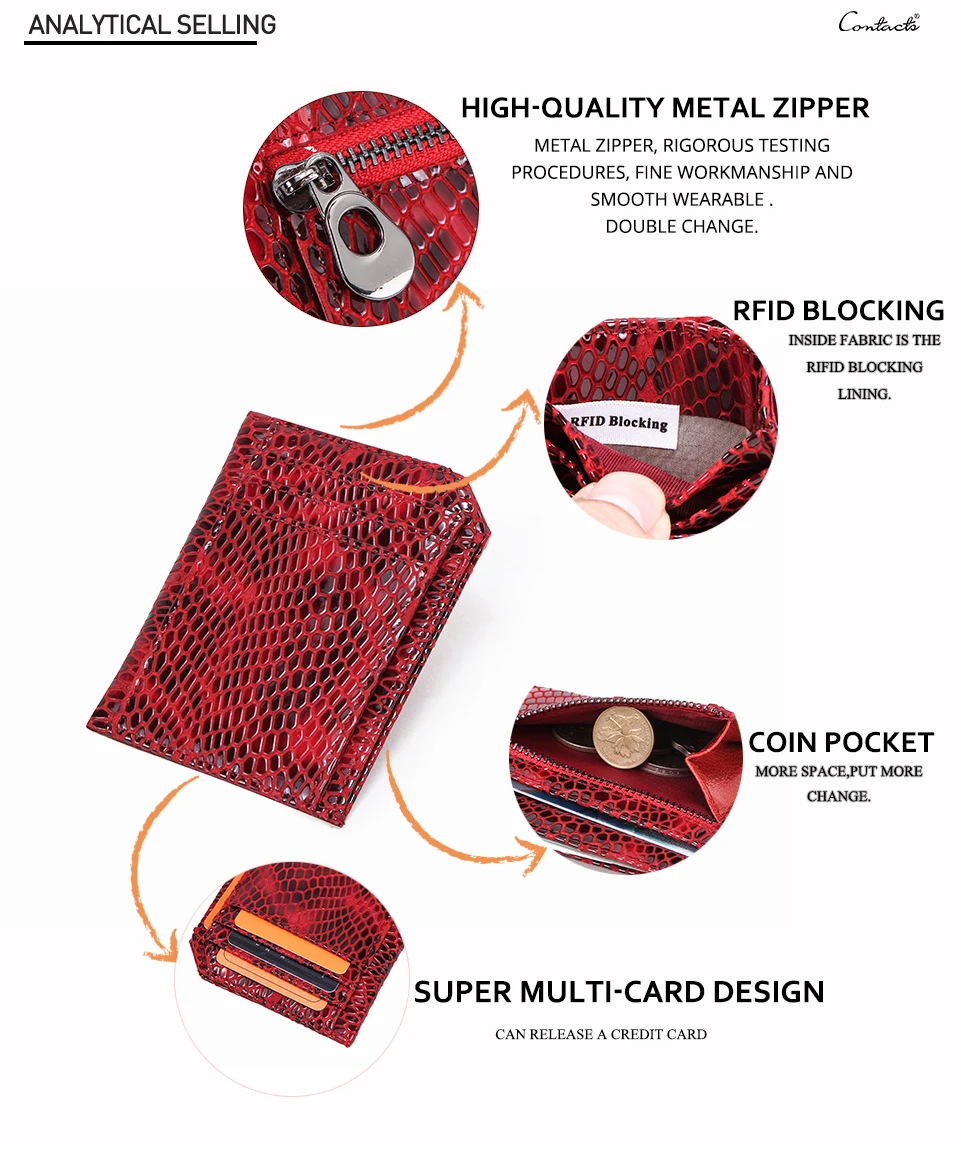 Женские кошельки из натуральной кожи с блокировкой RFID, держатель для карт, сумки, качественный чехол для кредитных карт на молнии, кошелек для монет, женский