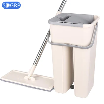 

Magic Cleaning Mops Free Hand Spin Cleaning Microfiber Mop with Bucket Flat Squeeze Spray Mop Home Kitchen Floor Windows Clean