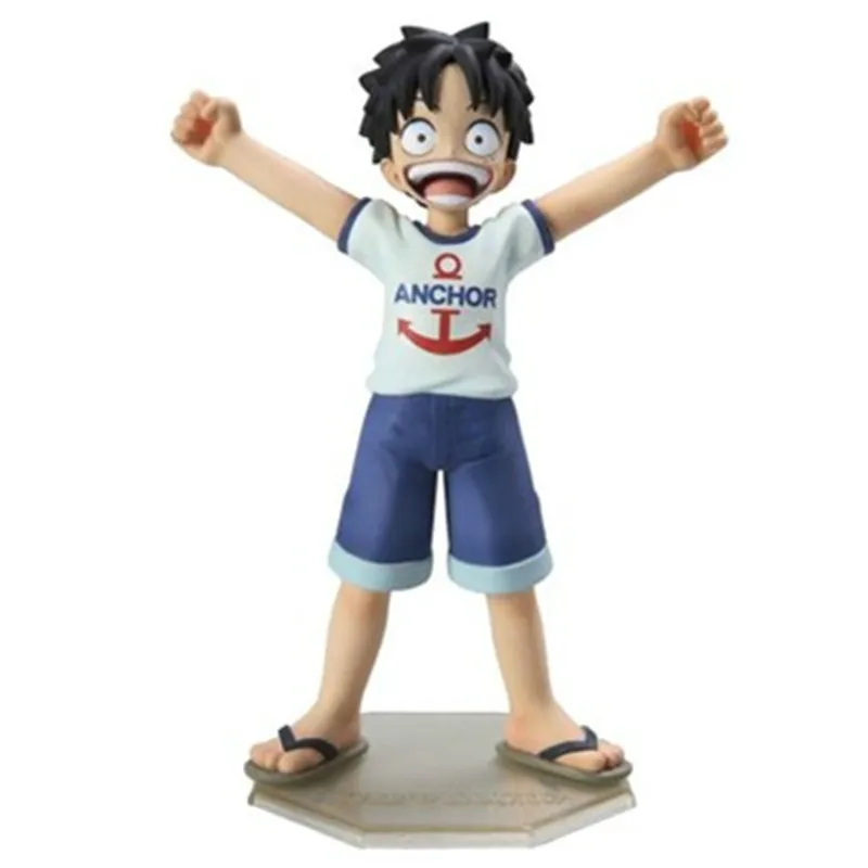 One Piece Childhood Monkey D Luffy The Straw Hat Pirates Boy Golden Cat Sticker Original PVC Action Figure Toy BOX 11CM Q392 | Игрушки и