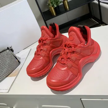 

Women's Platform Arched Sneakers Lace Up Casual Run Shoes Height Increasing Brand Designer Vulcanize Shoes Size 43 Women Shoes