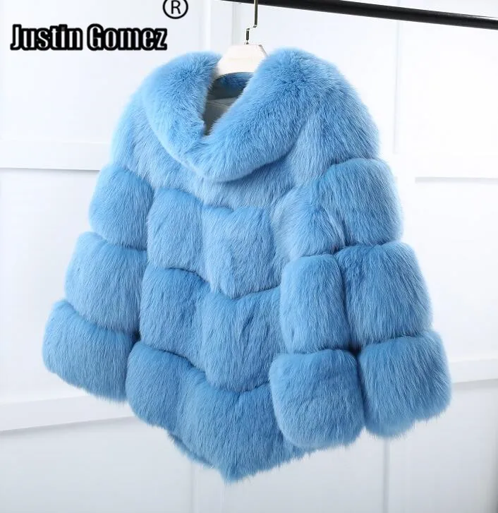 

High fashion Women cloak style natural Poncho Coats plus size Female real fox fur cape
