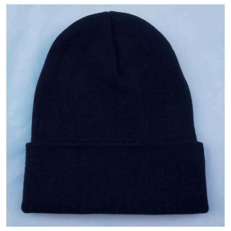 black 20pcs beanie 3D стежка логотип зимние шапки для женщин взрослых эластичный череп вышитый на заказ логотип шапочки США большой размер капот - Цвет: black