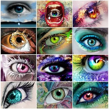 

ShowHouse Diamond Painting Full Square Diamond Embroidery Multicolored Women Eye 5D DIY Mosaic Gift Home Decoration Rolled Up