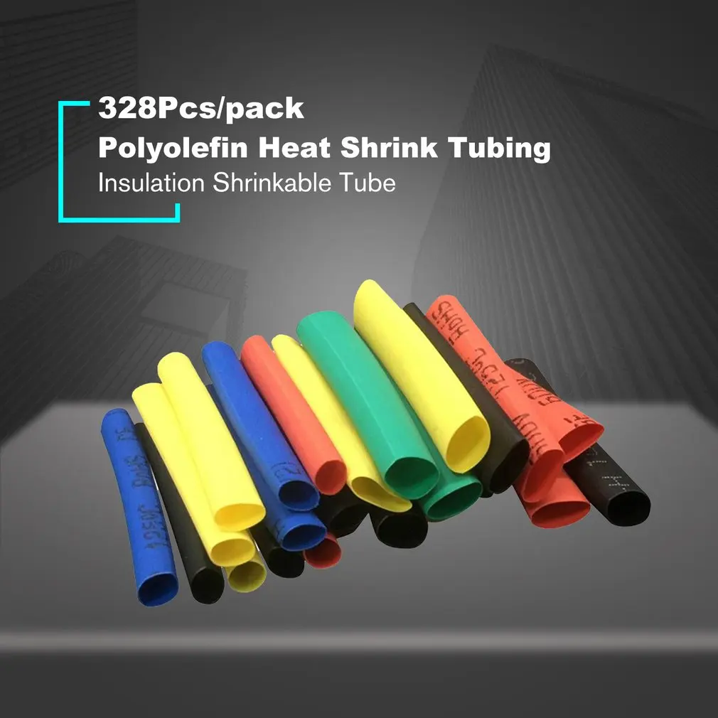 328Pcs/pack Polyolefin Shrinking Assorted Heat Shrink Tubing Insulated Sleeving Tubing Set Heat Shrinkable Tube Wrap Wire