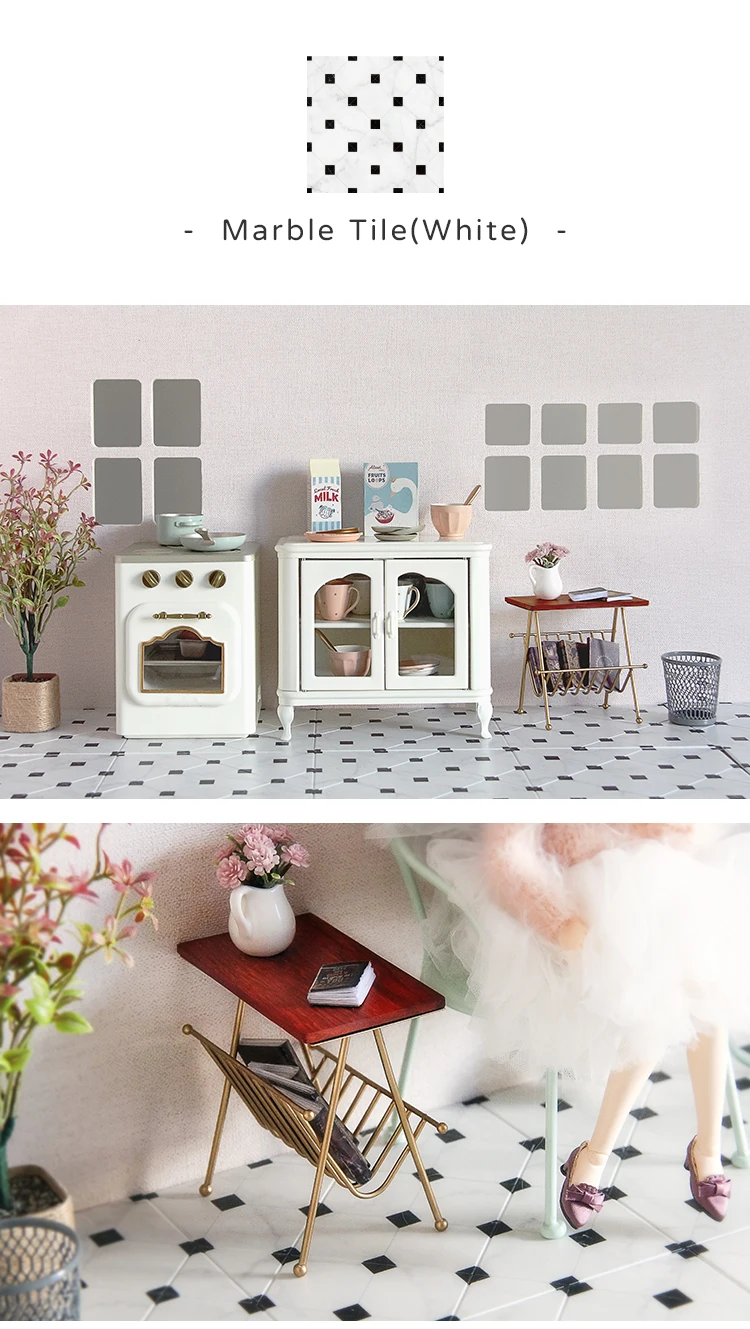 Aizulhomey Double Side Floor Tile For Dollhouse LOL BJD Blythe OB11 GSC OB24 Dollhouse Accessories Dollhouse Decoration Gifts