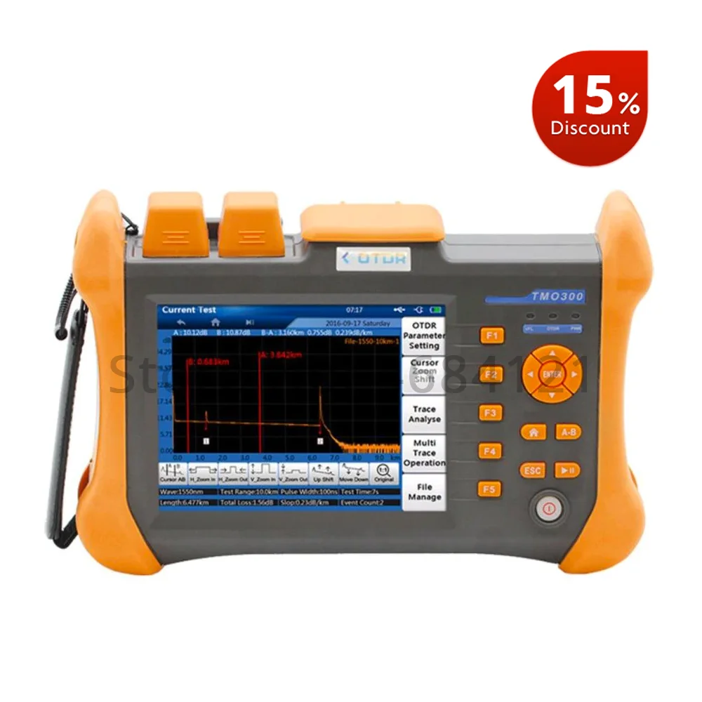 OTDR TMO-300-SM-B OTDR 1310/1550nm 32/30dB, интегрированный VFL, Сенсорный экран оптический измеритель коэффициента отражения методом временных интервалов VFL